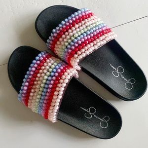 Jessica Simpson Beaded Slides-Sz 9-EUC